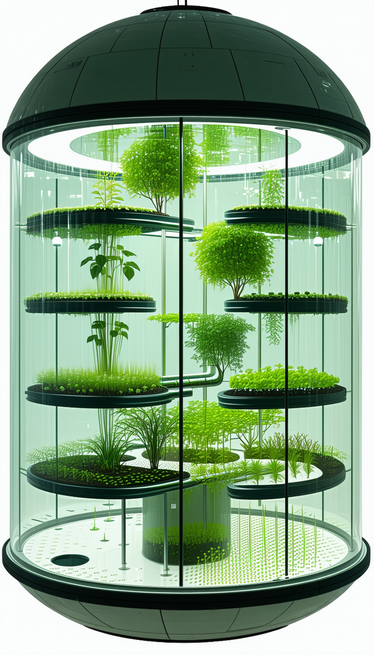 A Large, Multi-tiered Glass Structure Filled With Various Plants