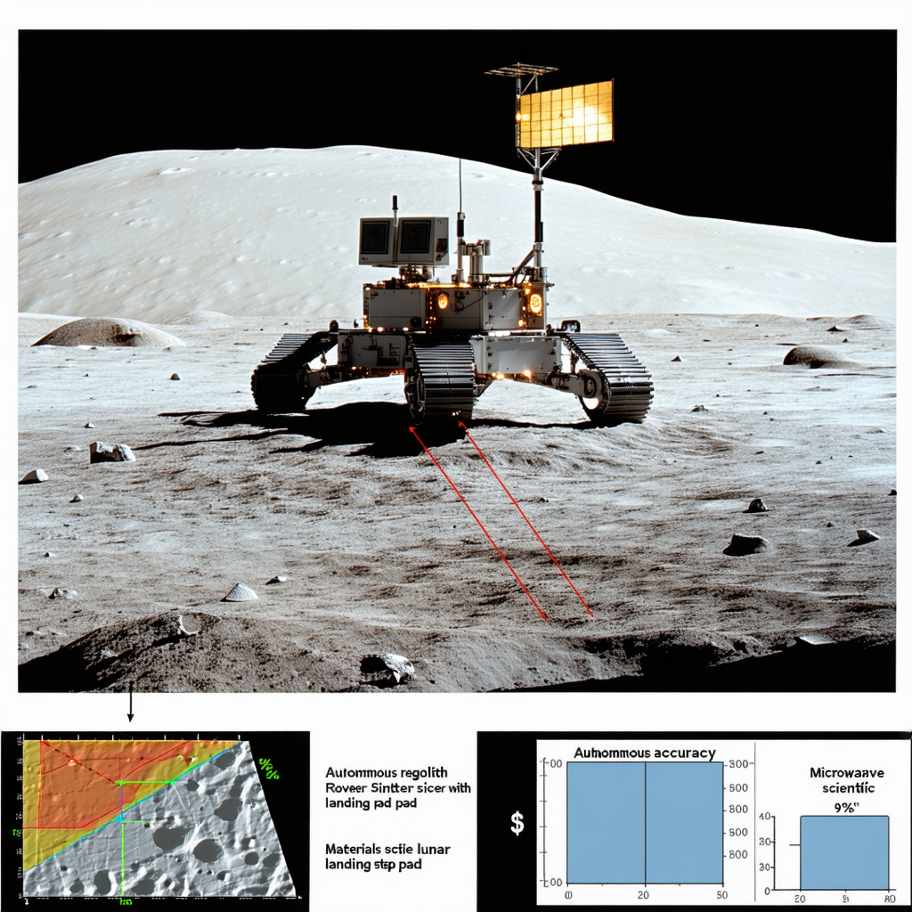 A Rover On The Moon, With A Red Line Pointing Towards It