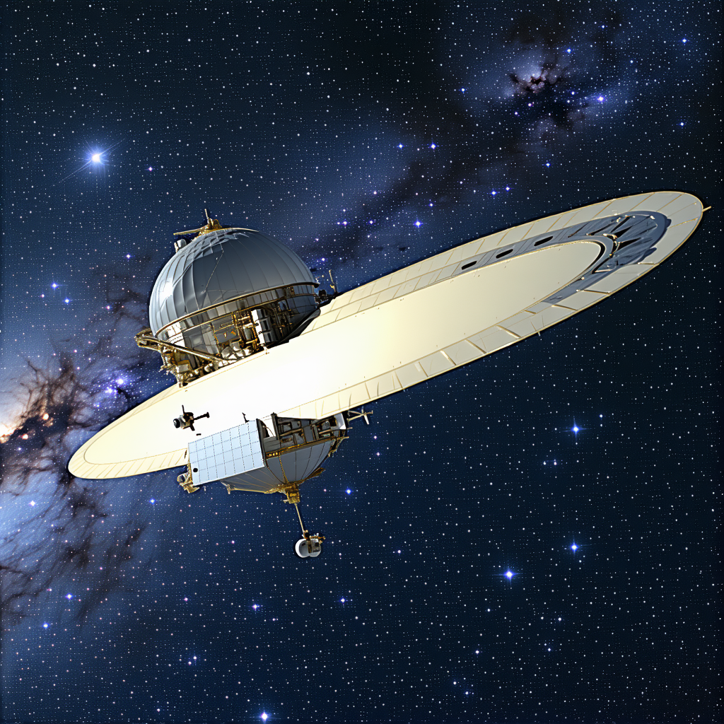 A Spacecraft, Likely A Satellite Or A Space Station, Floating In The Vastness Of Space