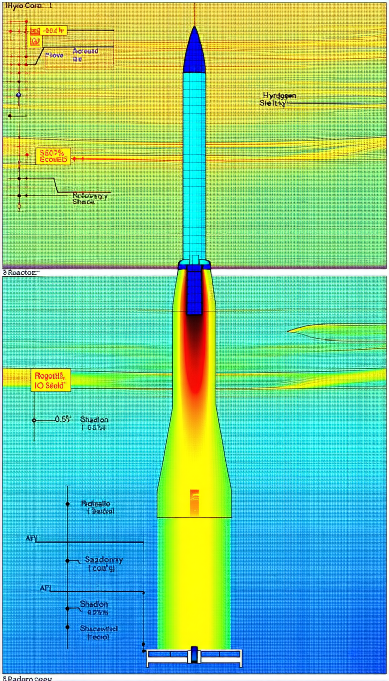 A Computer-generated Image Of A Rocket Engine, With A Blue And Yellow Color Scheme