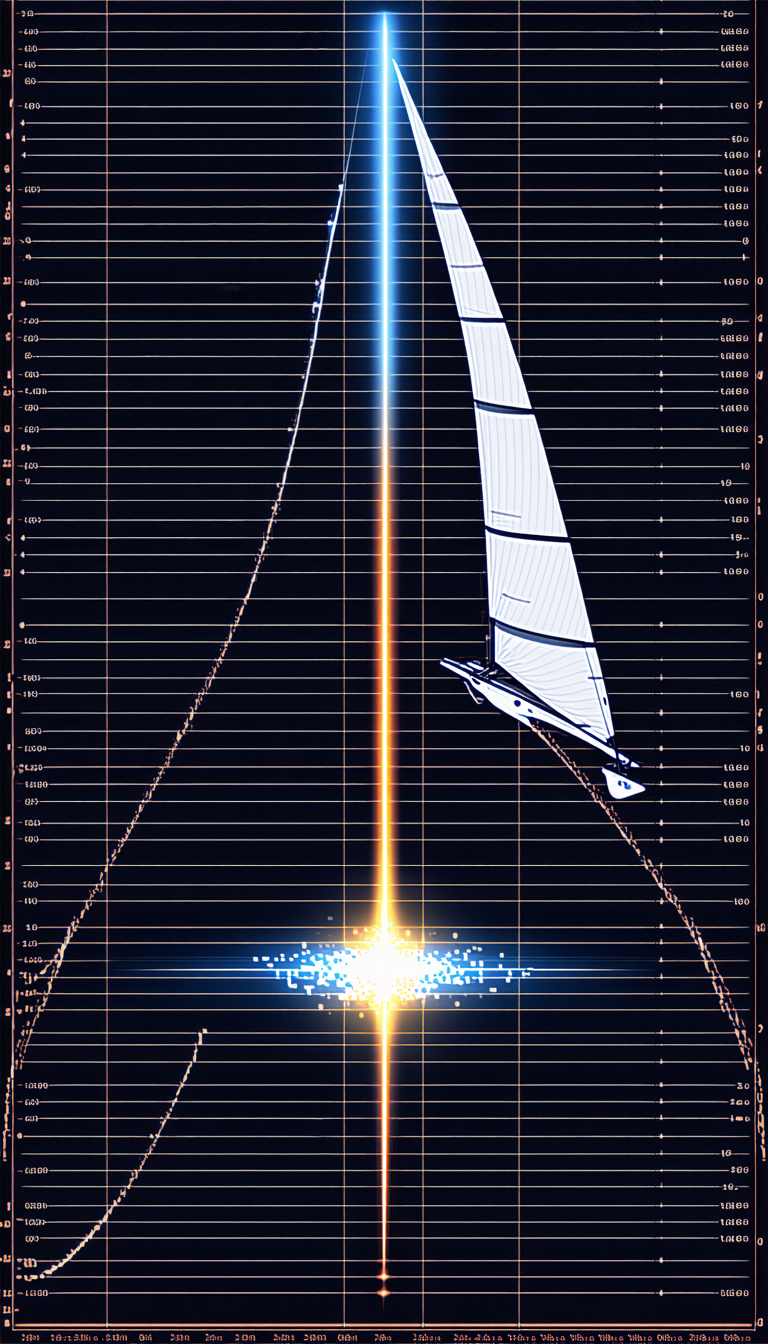 A Sailboat Is Shown In A Graphic Representation, With The Sail And Mast Shown As A Line