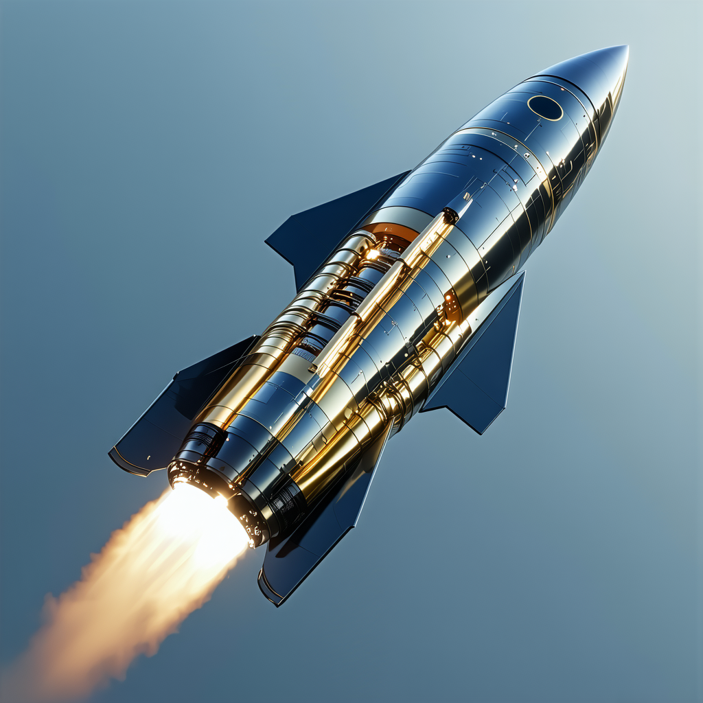 A Rocket Is Flying Through The Sky, Leaving A Trail Of Smoke Behind It