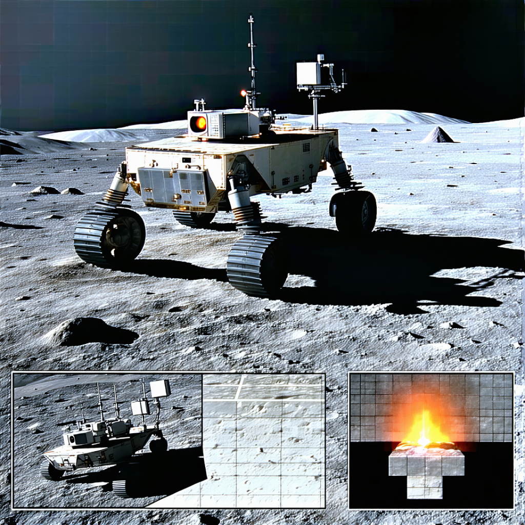 A Robotic Vehicle On A Rocky Surface, Possibly On The Moon