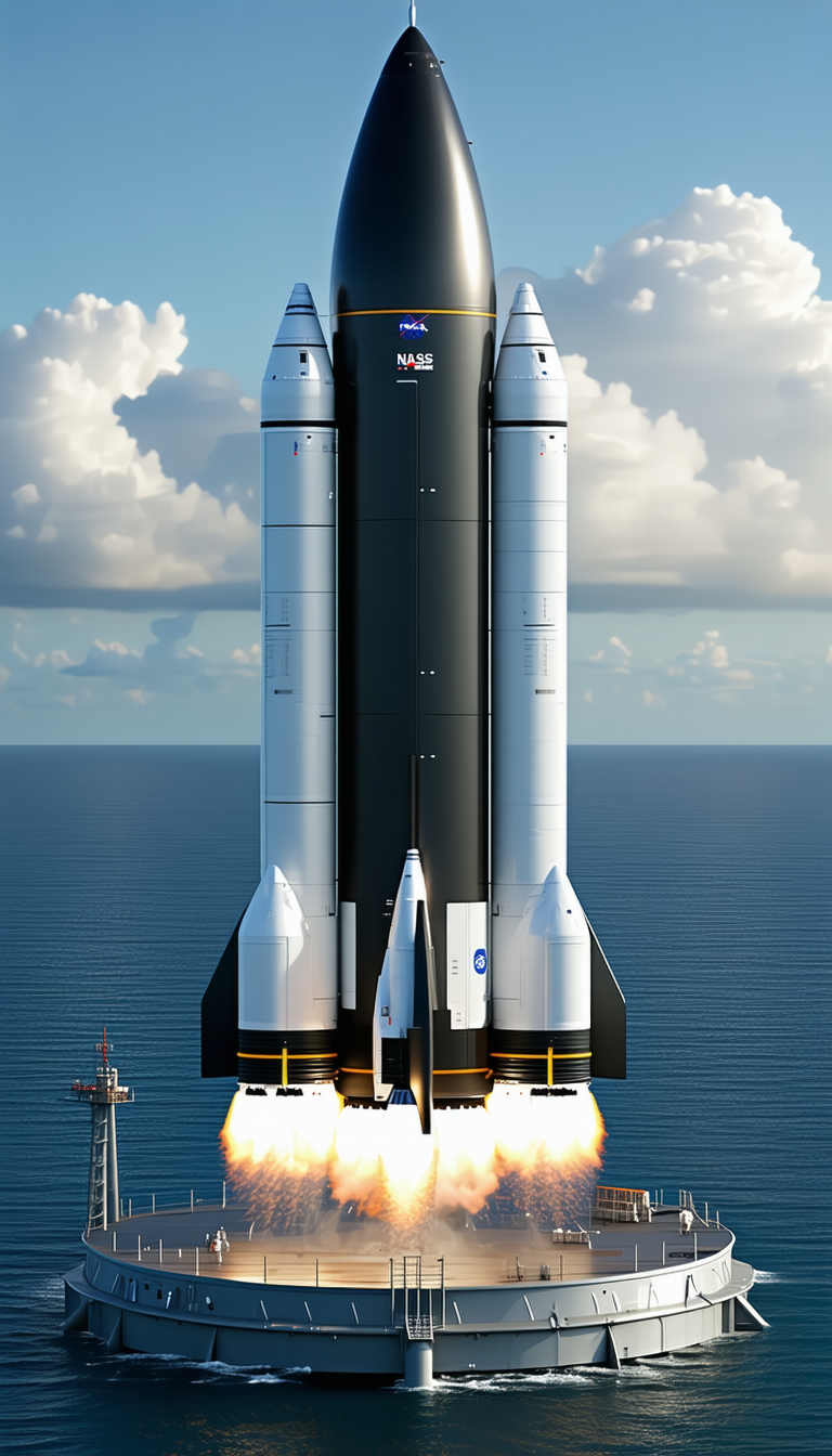 space shuttle launching into sky