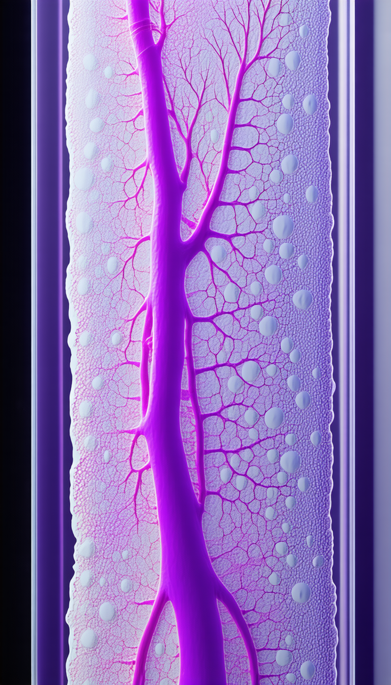 A Purple And White Object, Possibly A Piece Of Art Or A Sculpture, With A Branch-like Structure
