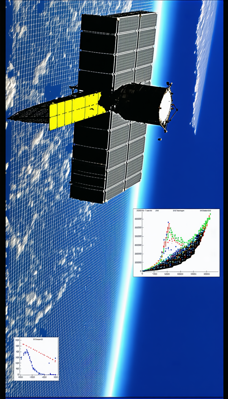 A Spacecraft With A Large Solar Panel On Its Side, Floating In The Vast Expanse Of Space