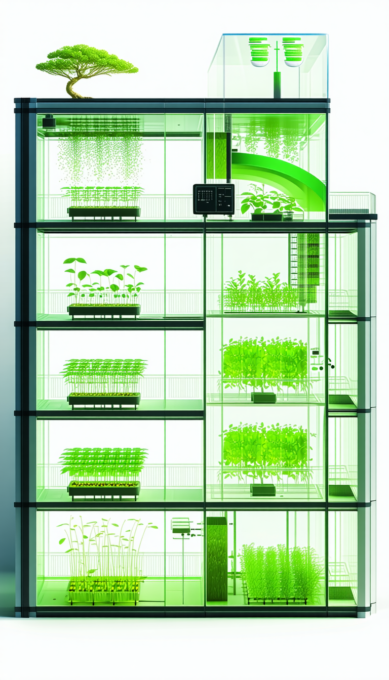A Large, Multi-story Building With A Greenhouse On The Top Floor