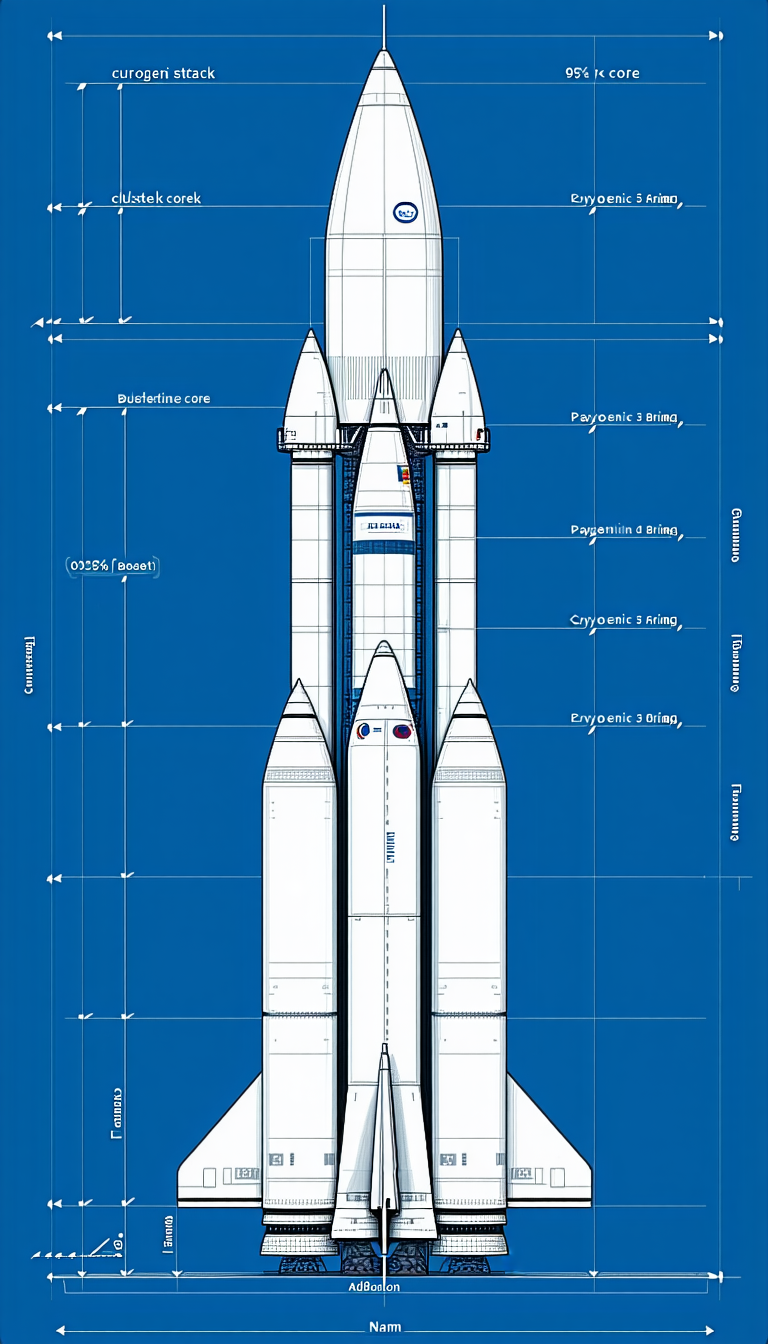 A Space Shuttle Is Shown In A Blue And White Drawing