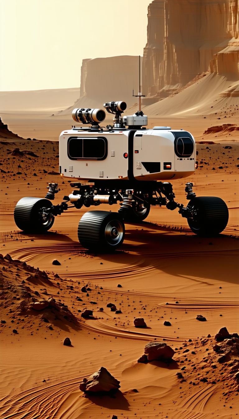 A White Vehicle Is Driving On A Dirt Road In A Desert-like Environment