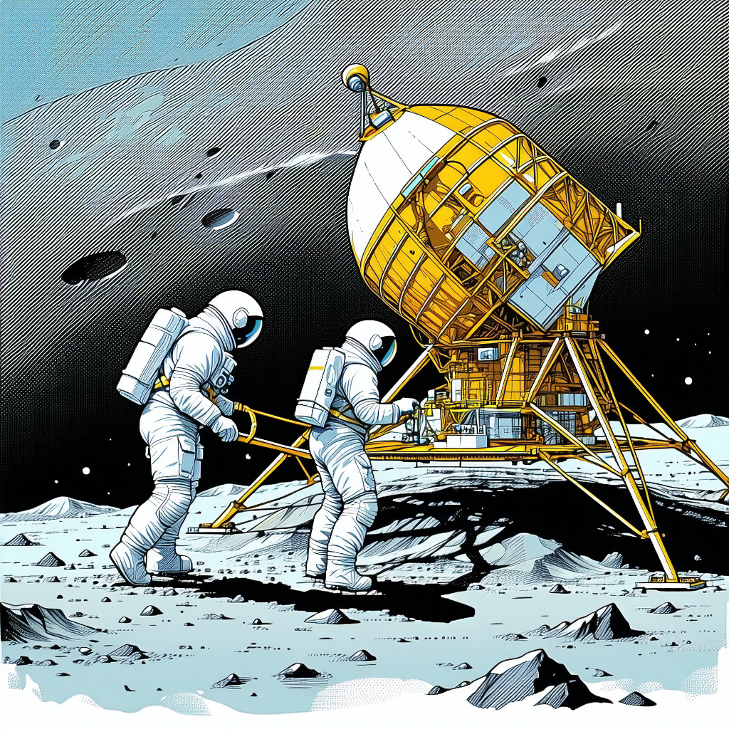 image, there astronauts standing moon