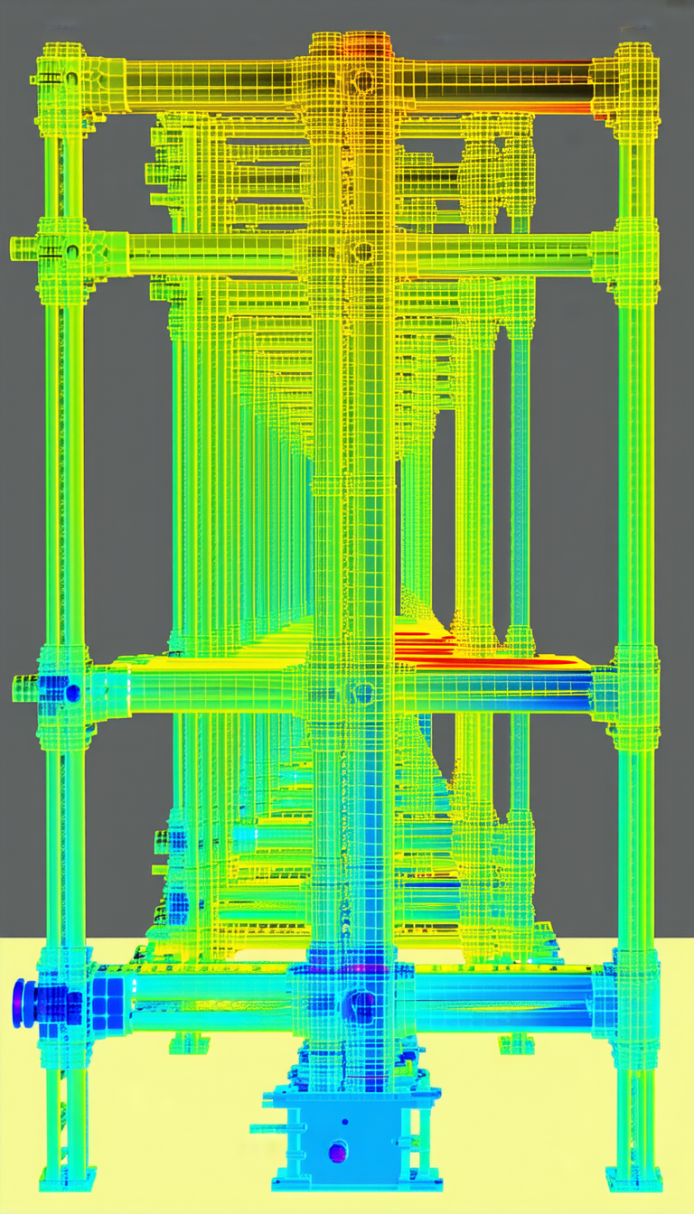 The Image Is A 3d Model Of A Large Structure, Possibly A Building Or A Bridge