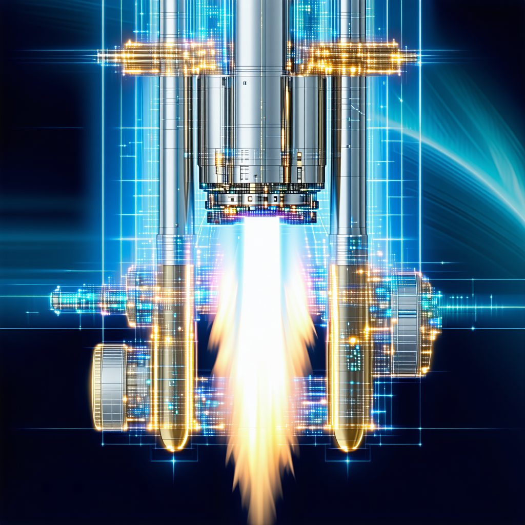 A Blue And White Image Of A Rocket Engine Is Shown