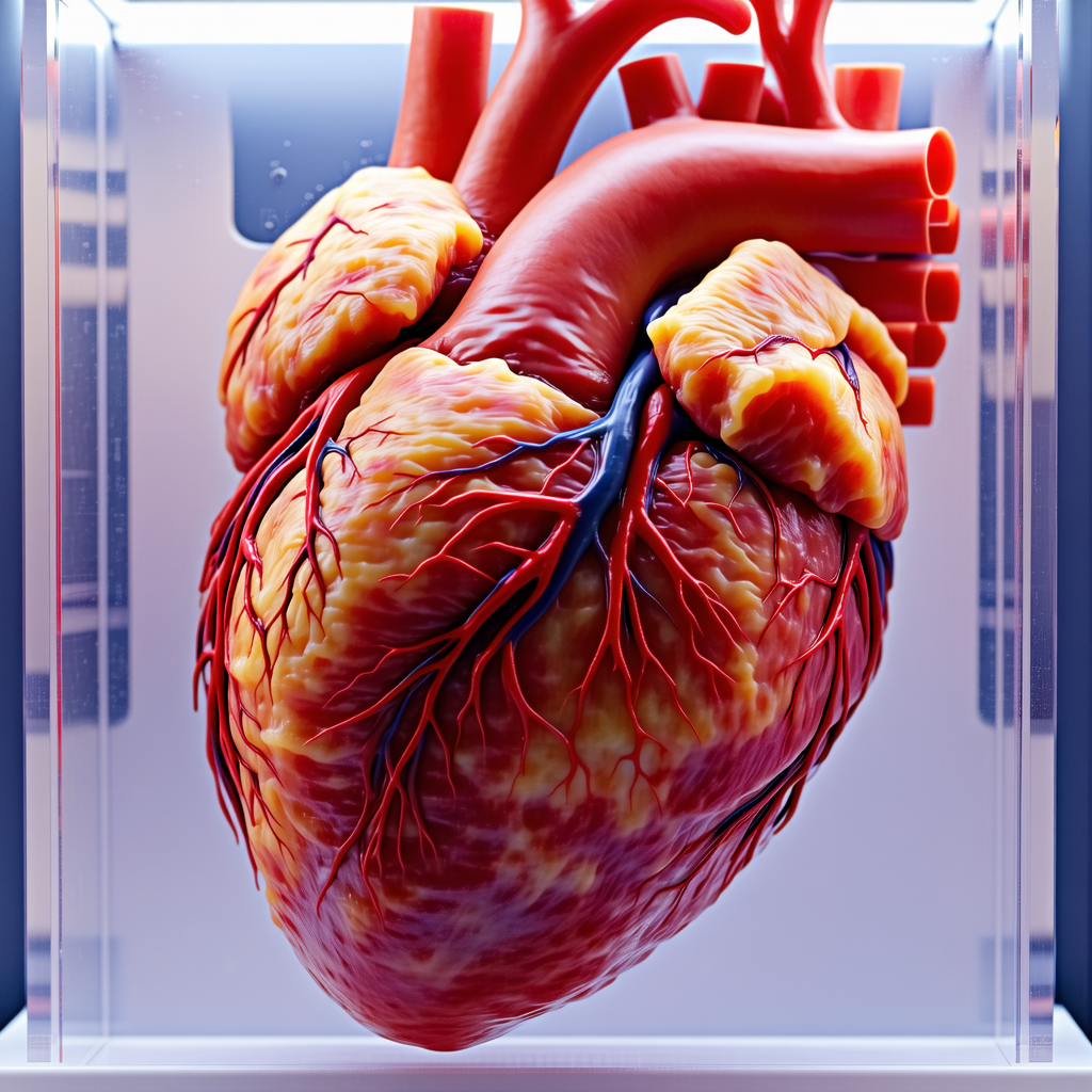 A Heart Is Displayed In A Glass Case, Showcasing Its Intricate Details