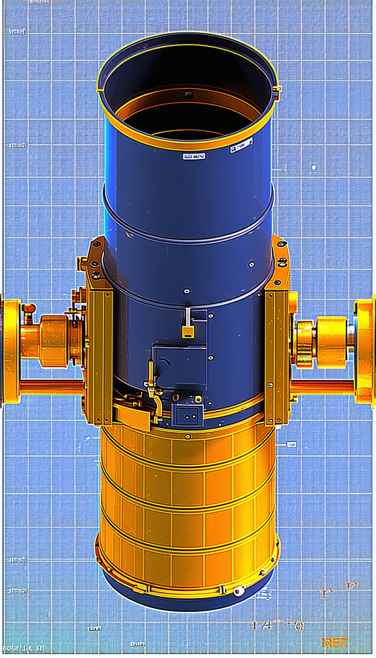 A Large Blue Cylinder With A Yellow Top