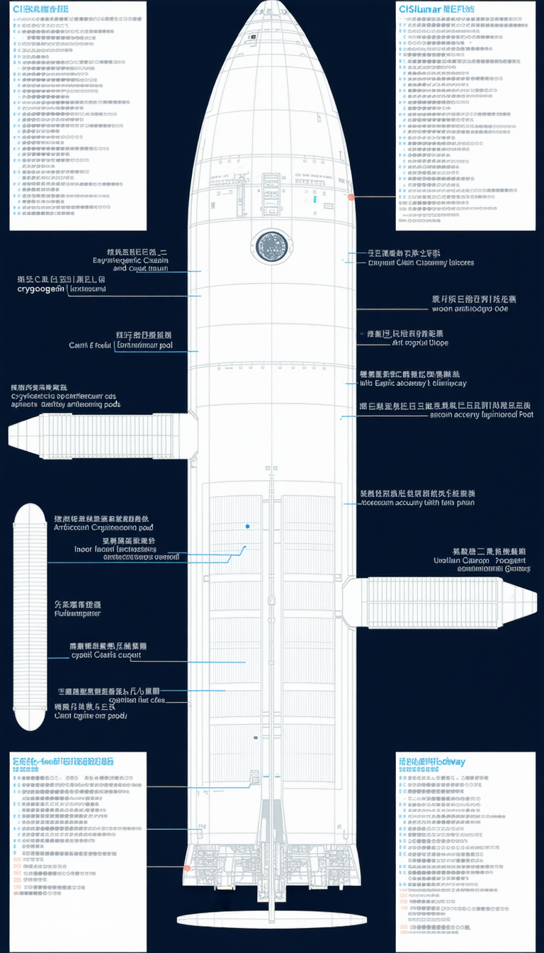 A Large White Ship Is Shown In A Diagram, With Various Parts Labeled In Both English And Chinese
