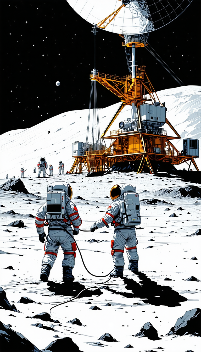 In The Image, There Are Two Astronauts Standing On The Moon, Wearing Their Space Suits