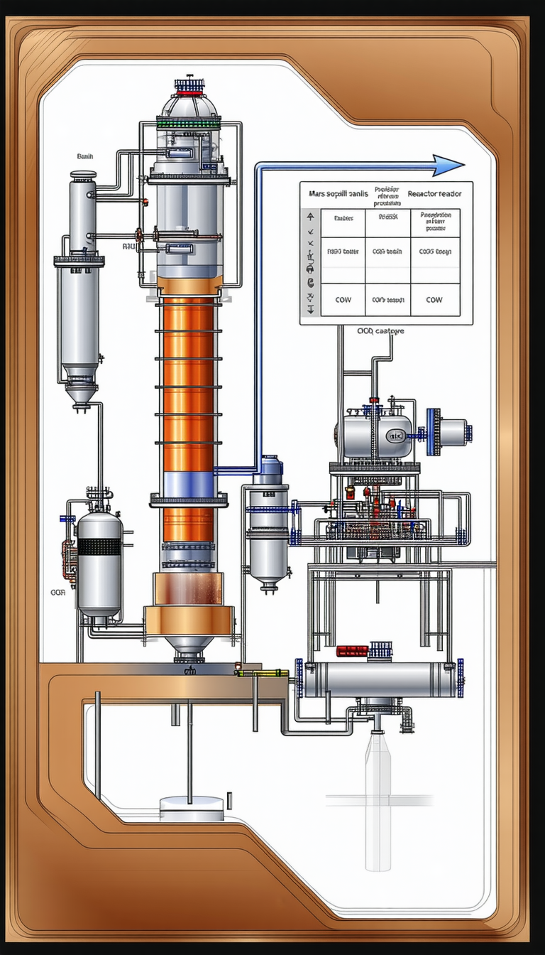 A Large, Detailed Drawing Of A Chemical Plant Is Displayed On A Wall