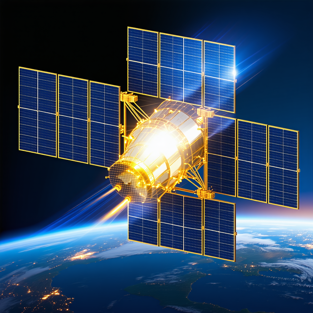 A Spacecraft With A Large Dome On Top, Floating In The Sky
