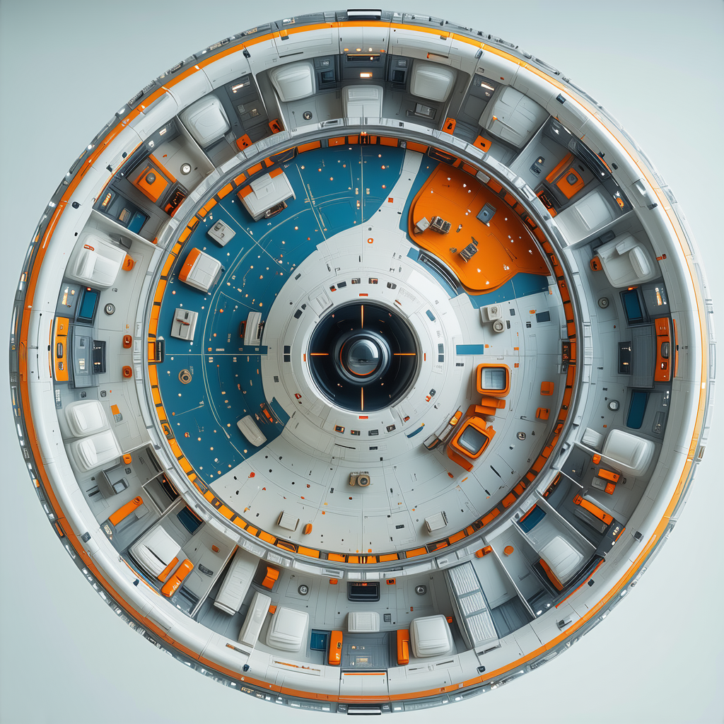 The Image Is A 3d Model Of A Spacecraft, Showcasing The Interior Of The Spacecraft