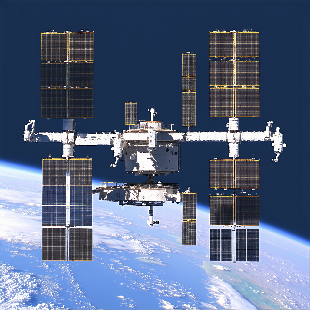 A Space Shuttle With A Large Number Of Solar Panels On Its Side