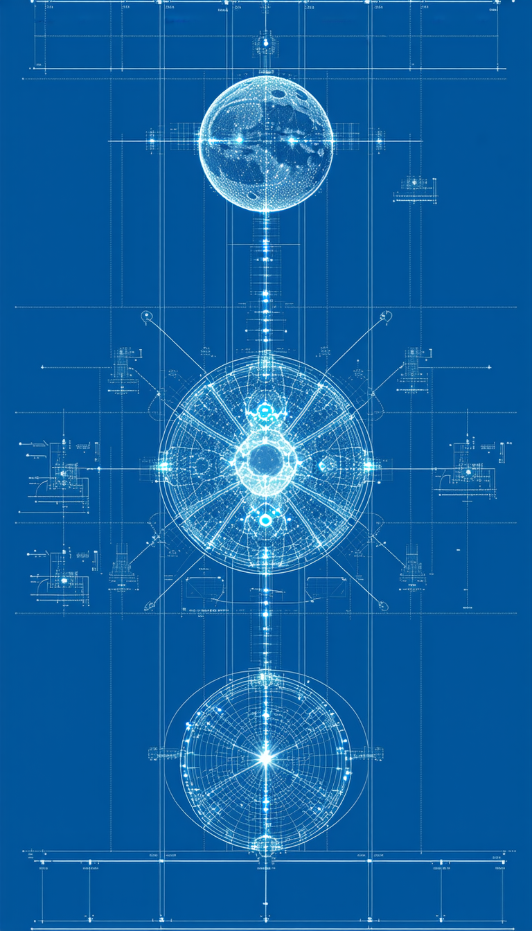 A Blue Background With A Drawing Of A Circle In The Center