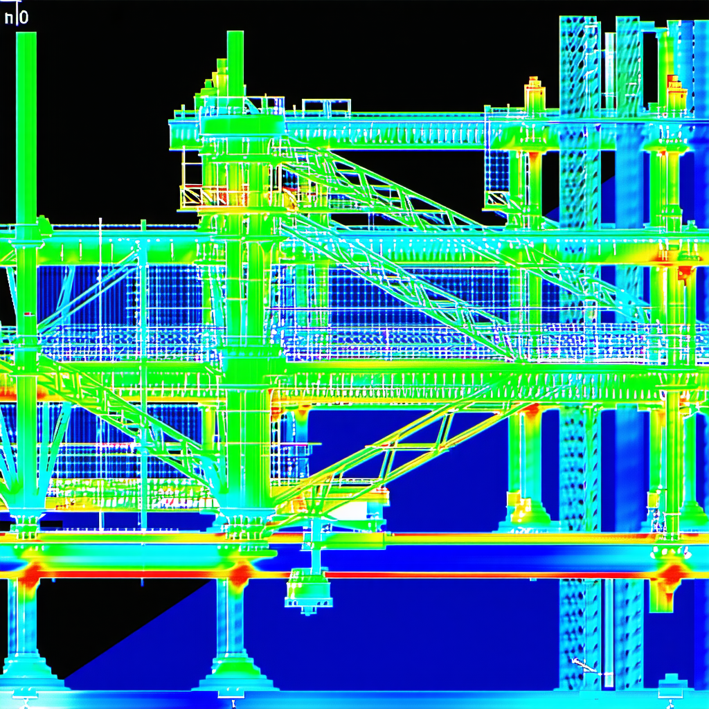 A Large, Blue, Three-dimensional Model Of A Building Is Displayed On A Computer Screen