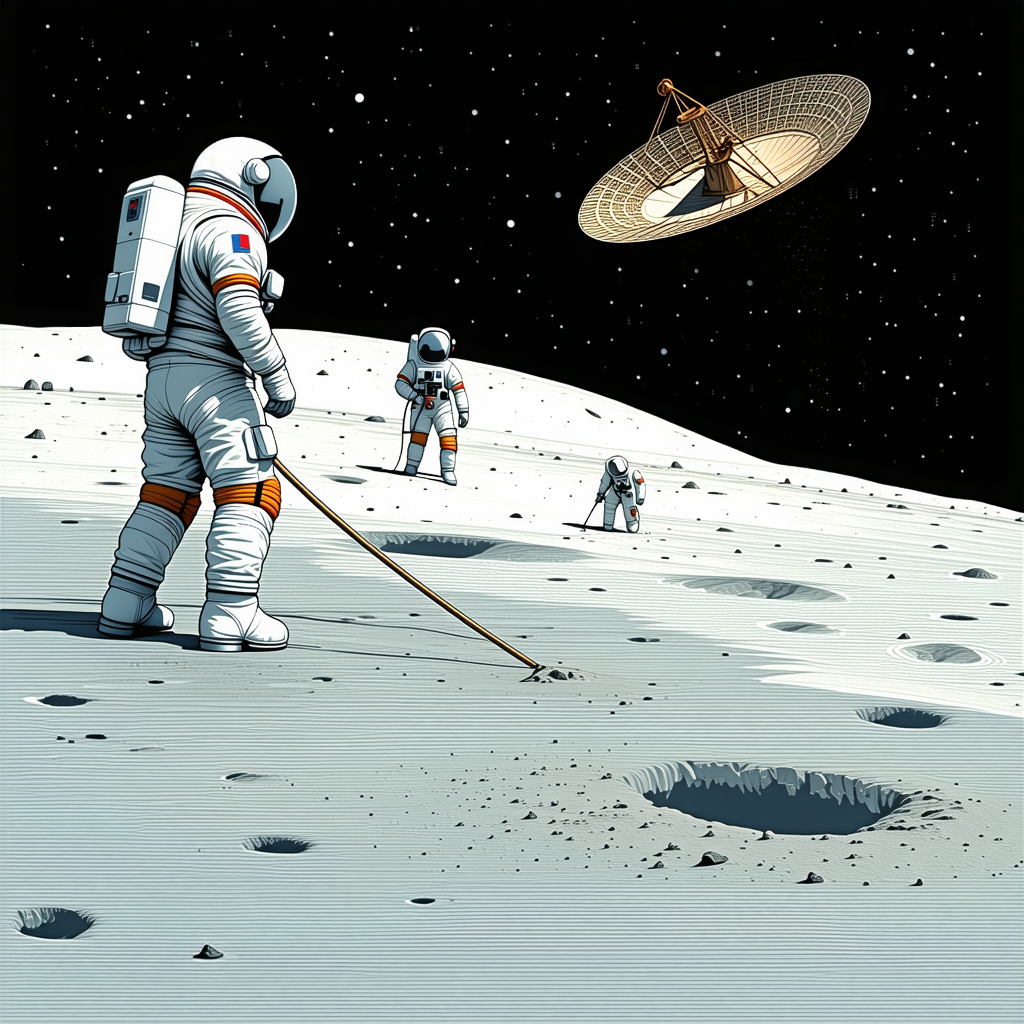 In The Image, There Are Three Astronauts Standing On The Moon