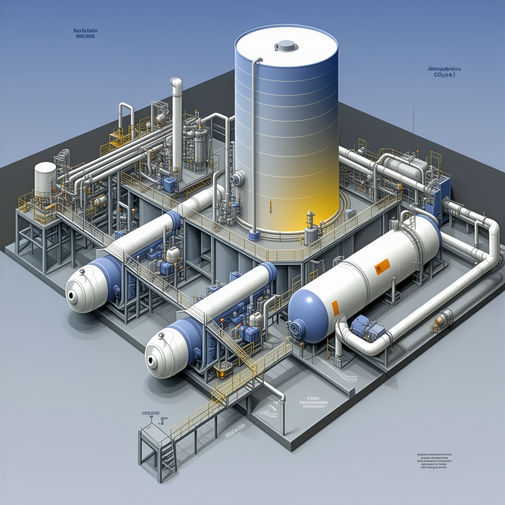 The Image Is A 3d Model Of A Large Industrial Plant, Featuring A Large Tower And Multiple Pipes