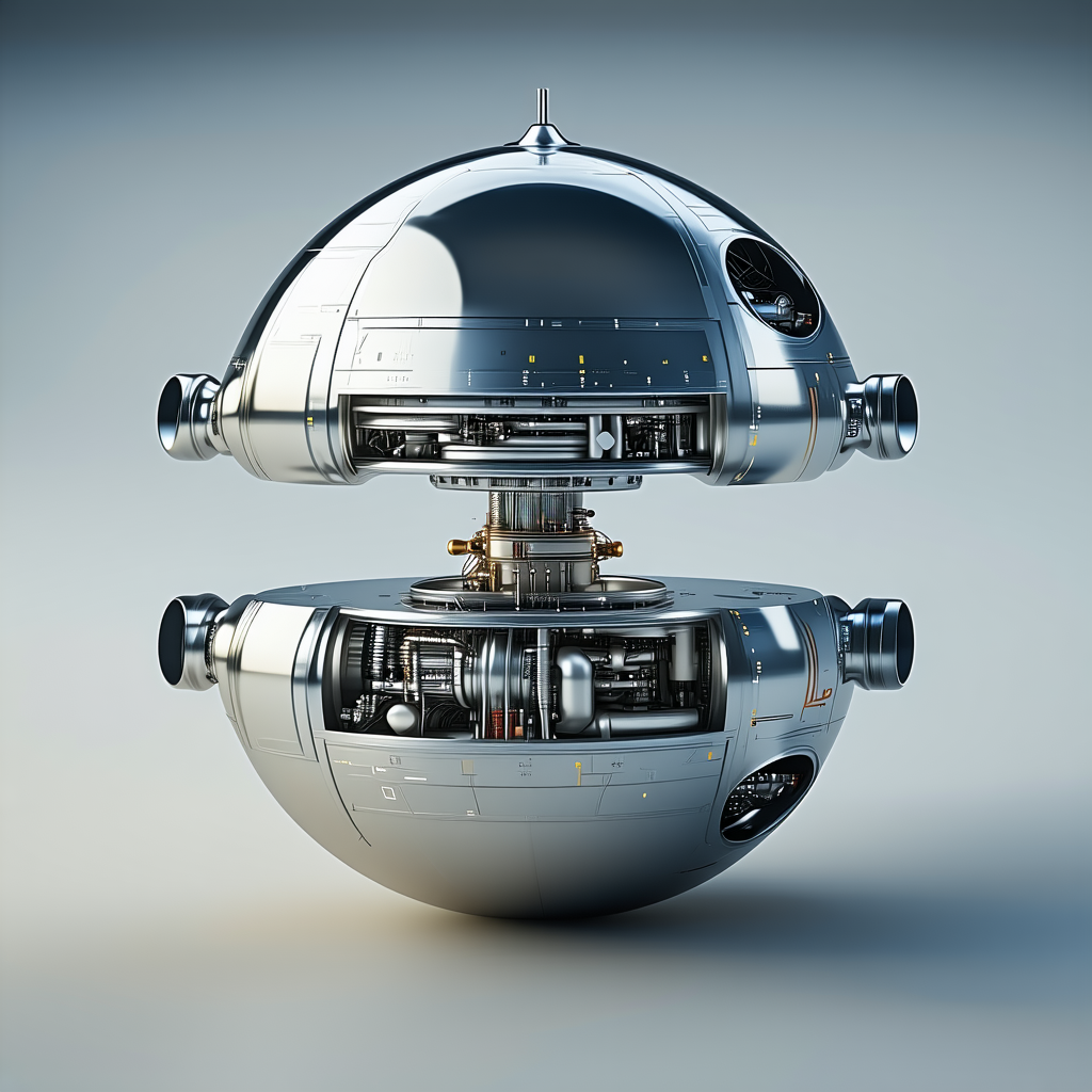 A Futuristic, Round, Silver Spacecraft With A Dome-shaped Top