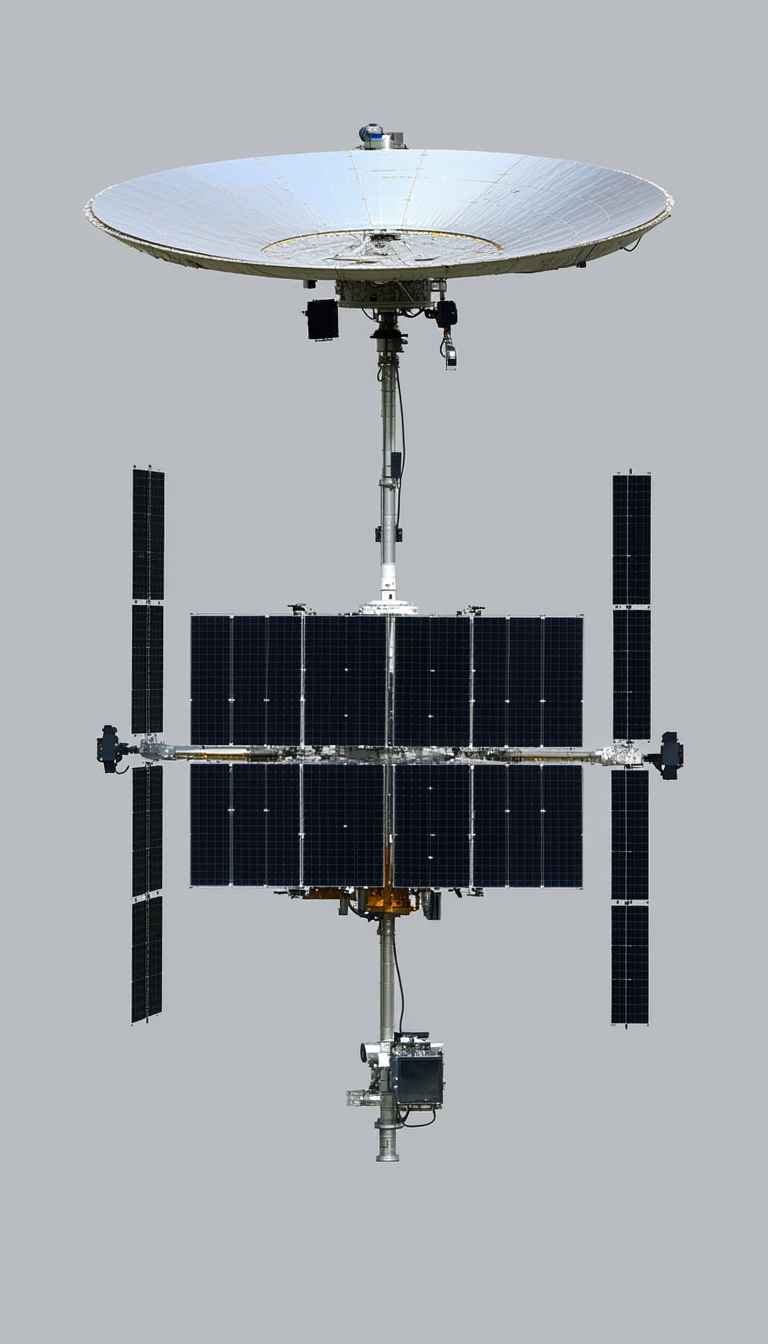 A Large Satellite With A Solar Panel On Its Side