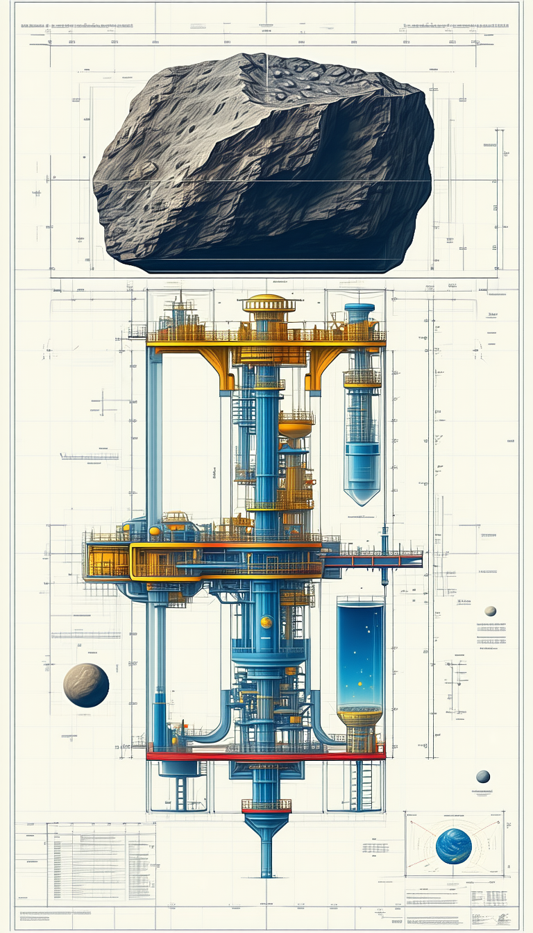 A Large Blue Structure Is Shown In A Drawing, With A Smaller Blue Structure Next To It