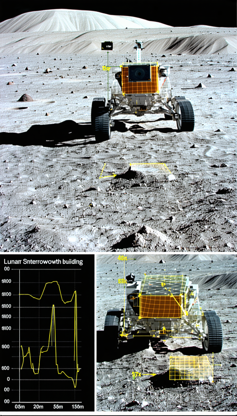 The Image Is A Split-screen Display Of A Rover On The Moon
