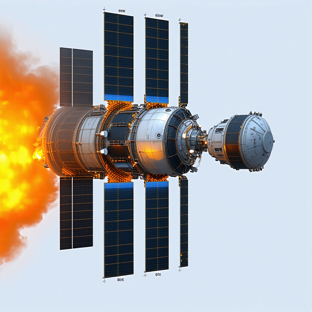 A Space Shuttle With A Large Blue And White Satellite On Top Of It