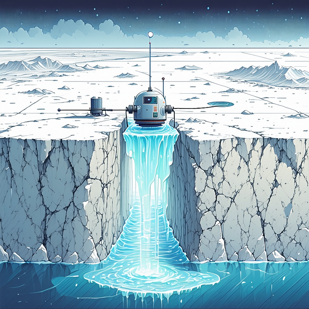 The Image Is A Cartoon Drawing Of A Space Ship On A Frozen Planet