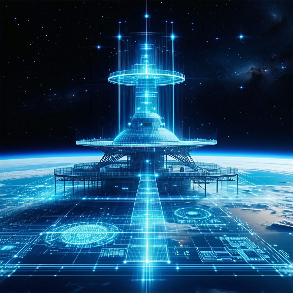 A Futuristic Space Station Floating In The Sky