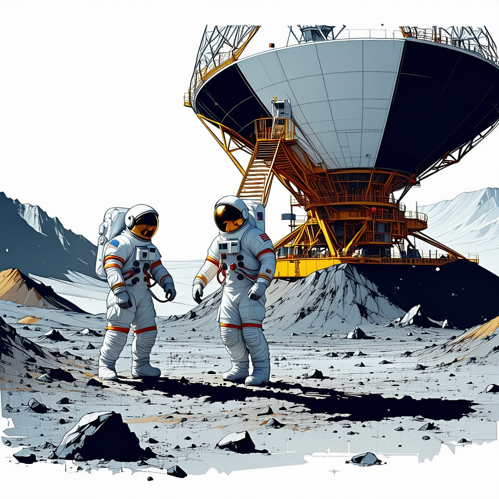 In The Image, There Are Two Astronauts Standing On A Rocky Surface, Possibly On The Moon