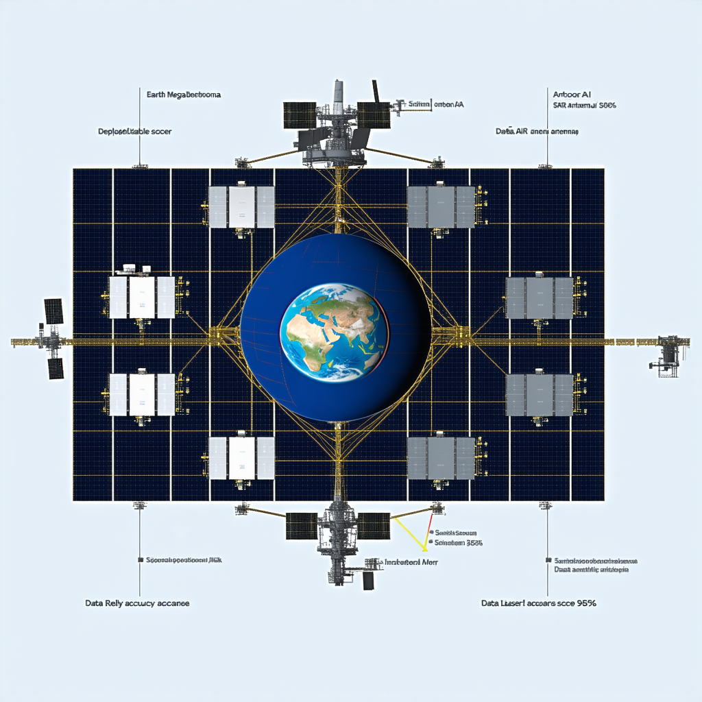 large, detailed diagram satellite displayed