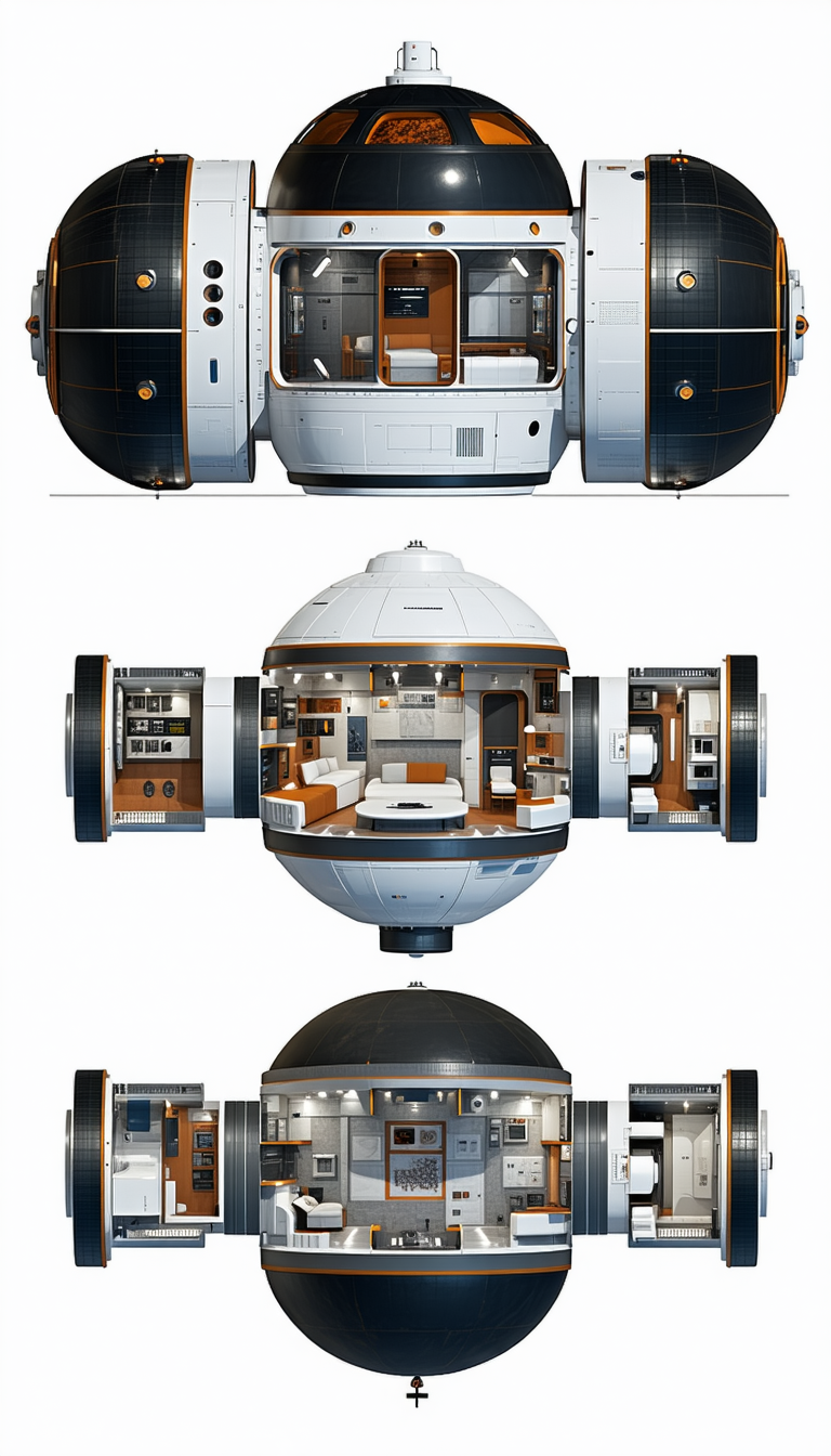 A Series Of Three Different Spaceships Are Shown In A Row