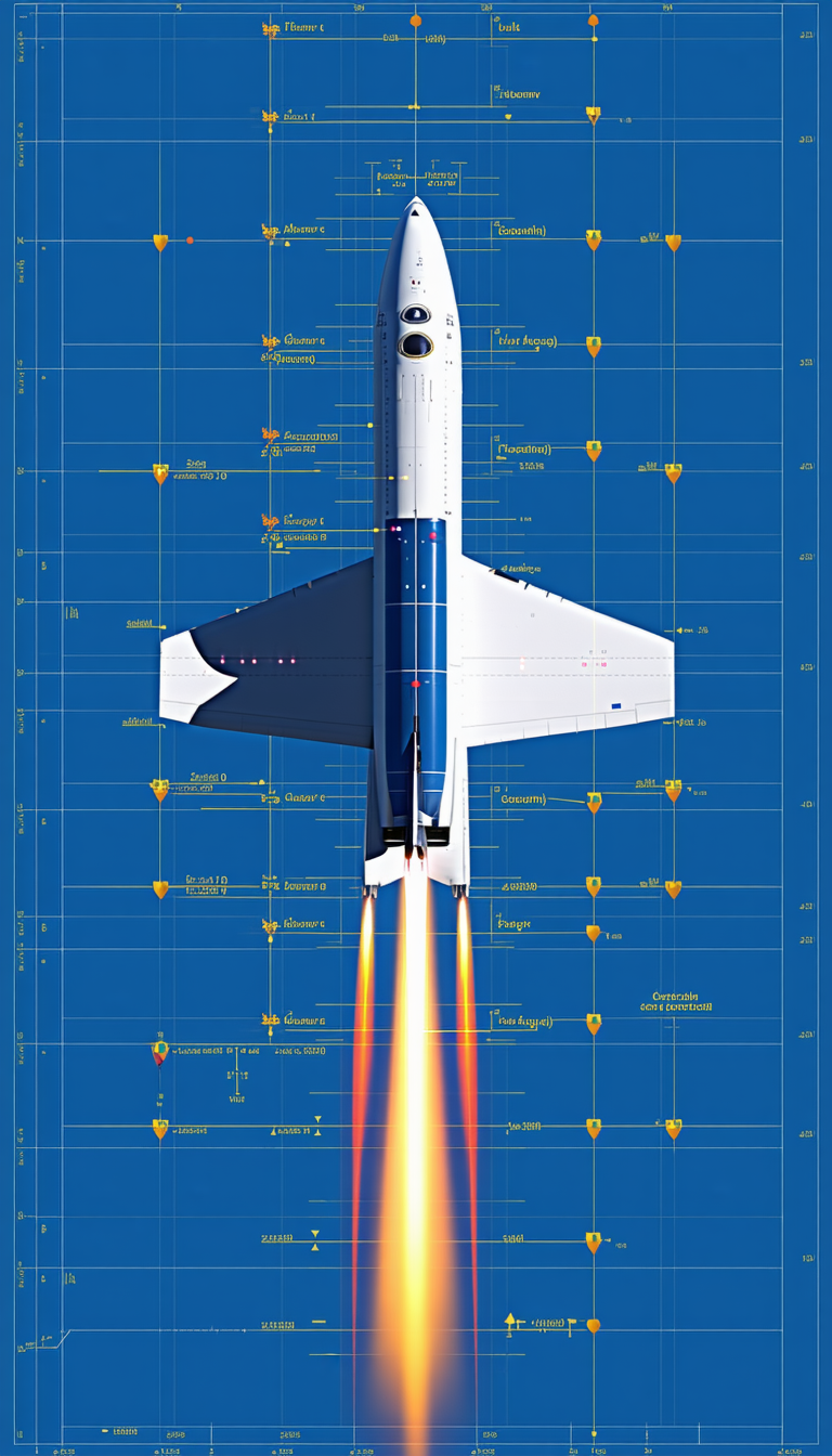 A White And Blue Jet Is Shown In A Blue Background