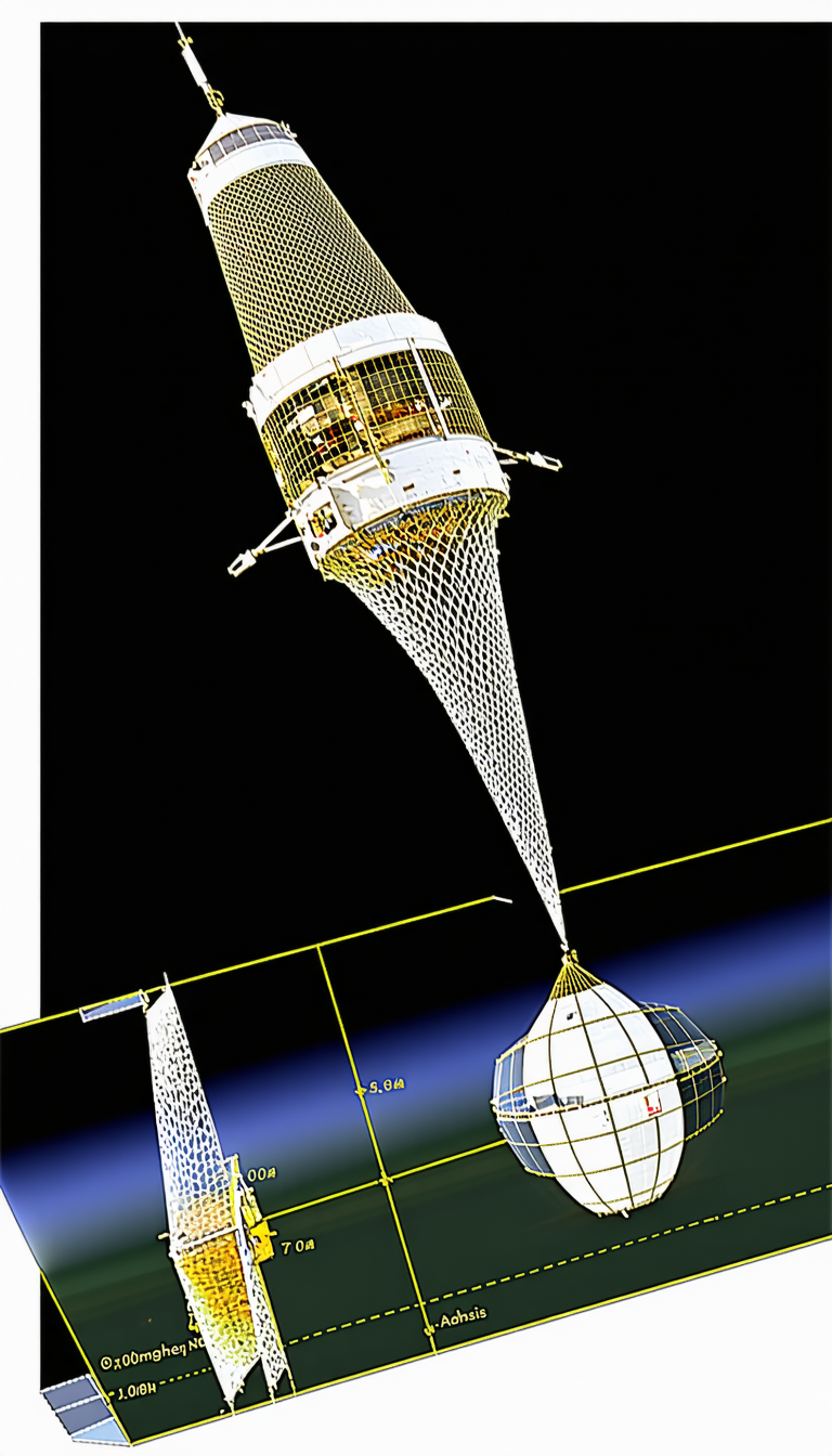 A Large, White, And Metallic Structure, Possibly A Satellite Or A Space Station, Floating In The Air