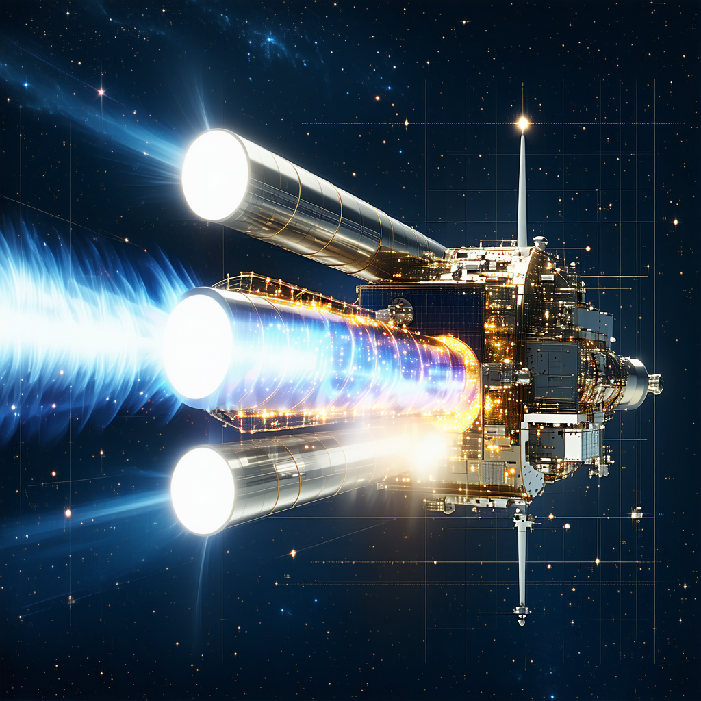 A Spacecraft With A Large, Bright Light On The Front