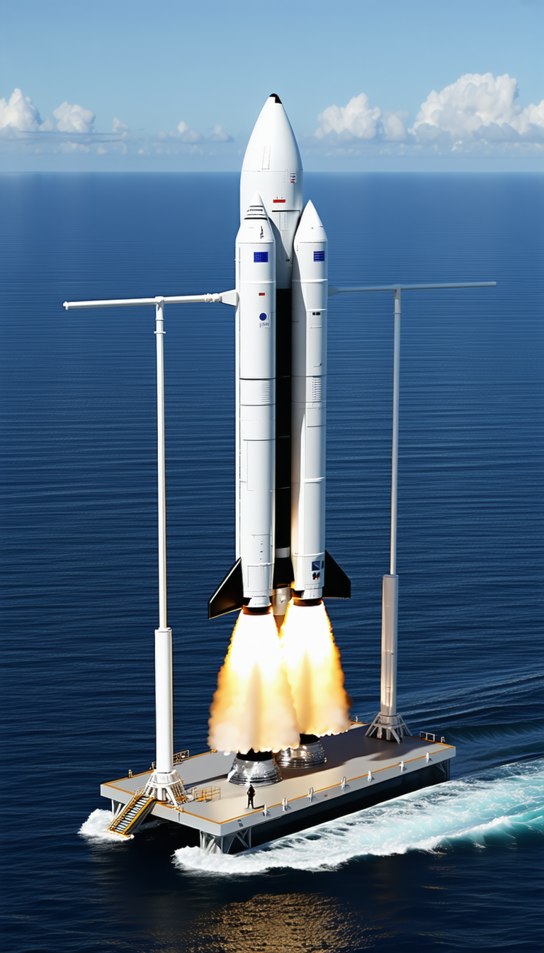 A Large Rocket Ship, Likely A Space Shuttle, Flying Through The Sky