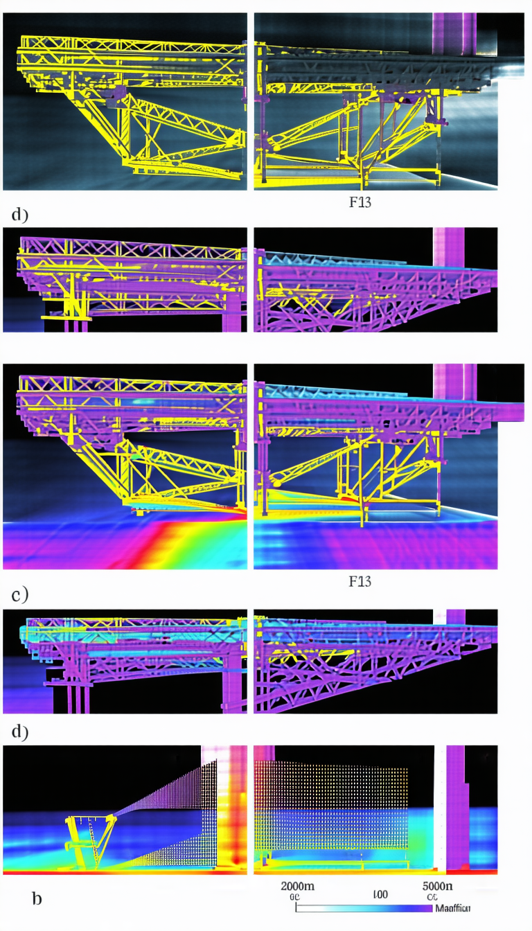 The Image Is A Series Of Four Pictures, Each Showing A Different Perspective Of A Large Structure