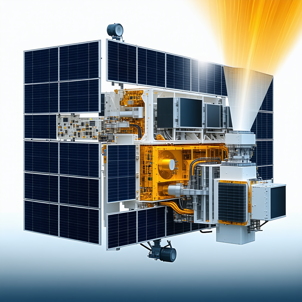 A Spacecraft Is Shown In A Close-up View, With Its Solar Panels And Other Components Clearly Visible