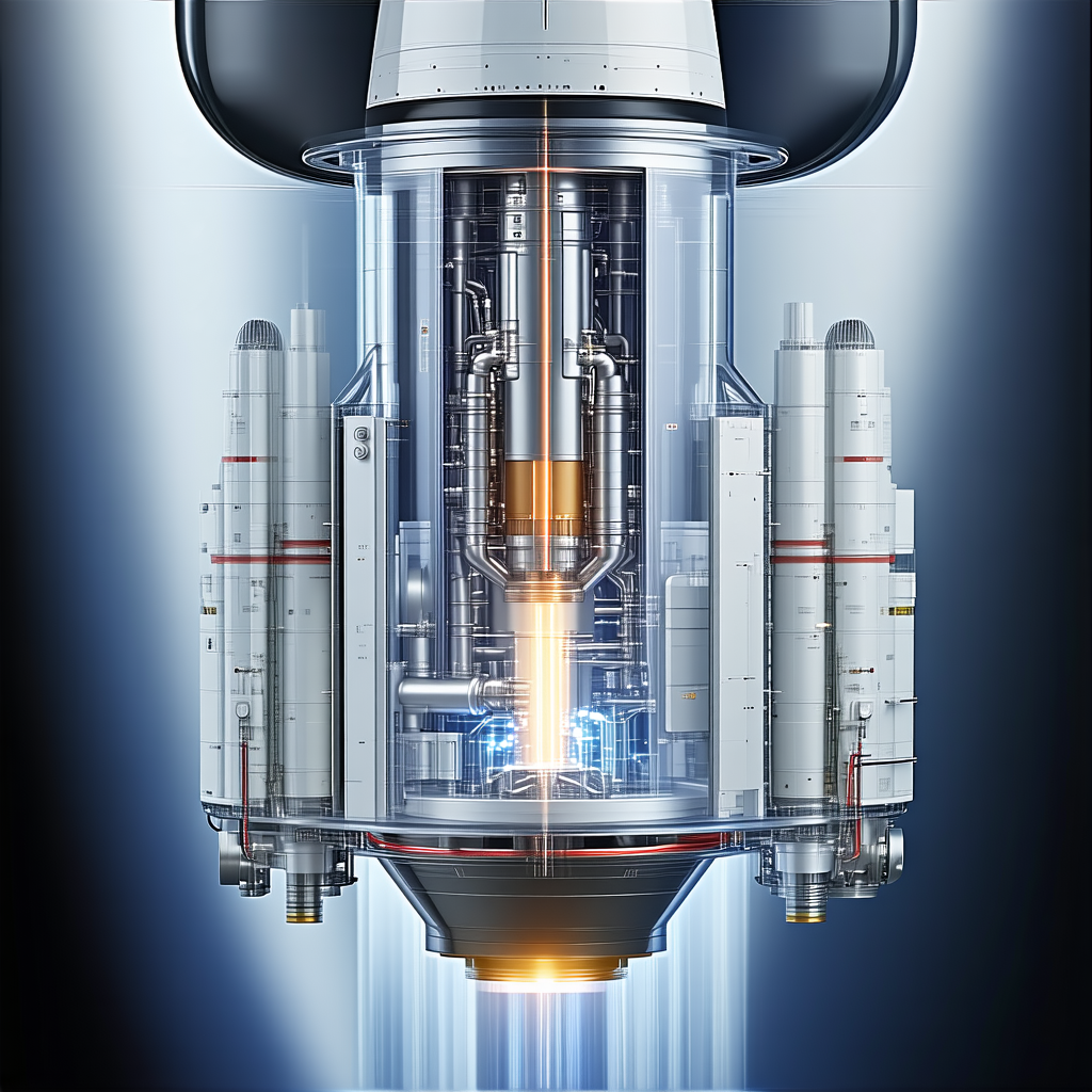 A Large, White Spacecraft With A Prominent Engine In The Center