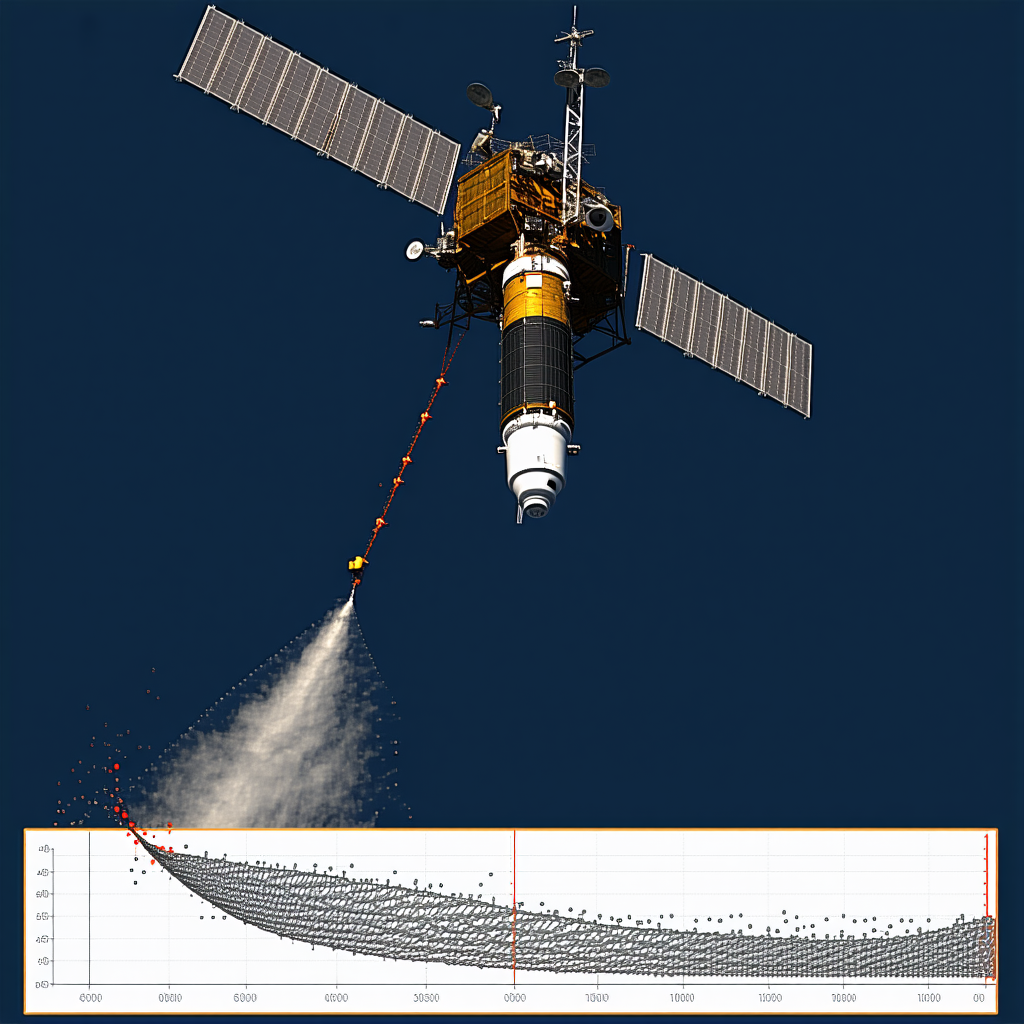 A Space Shuttle With A Large Satellite On Top Of It
