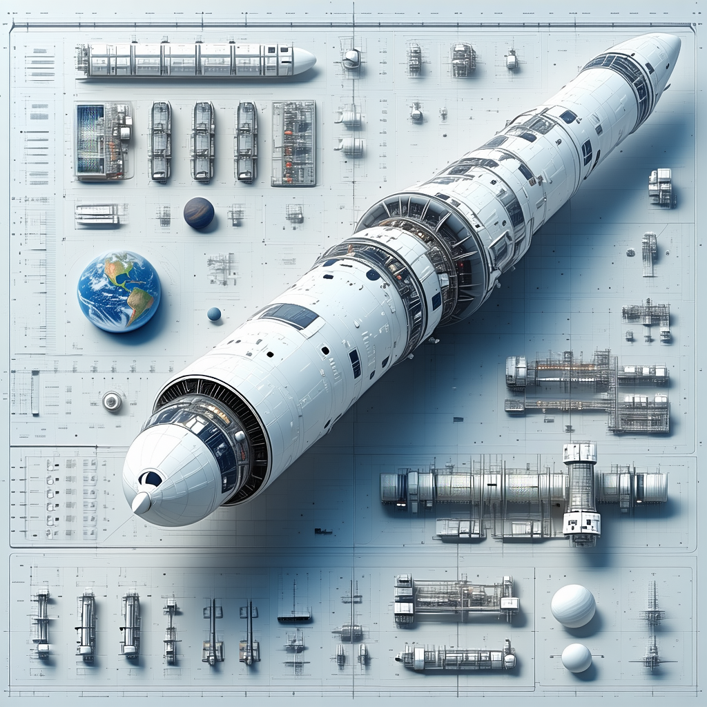A Space Shuttle Is Shown In A Blue And White Color Scheme