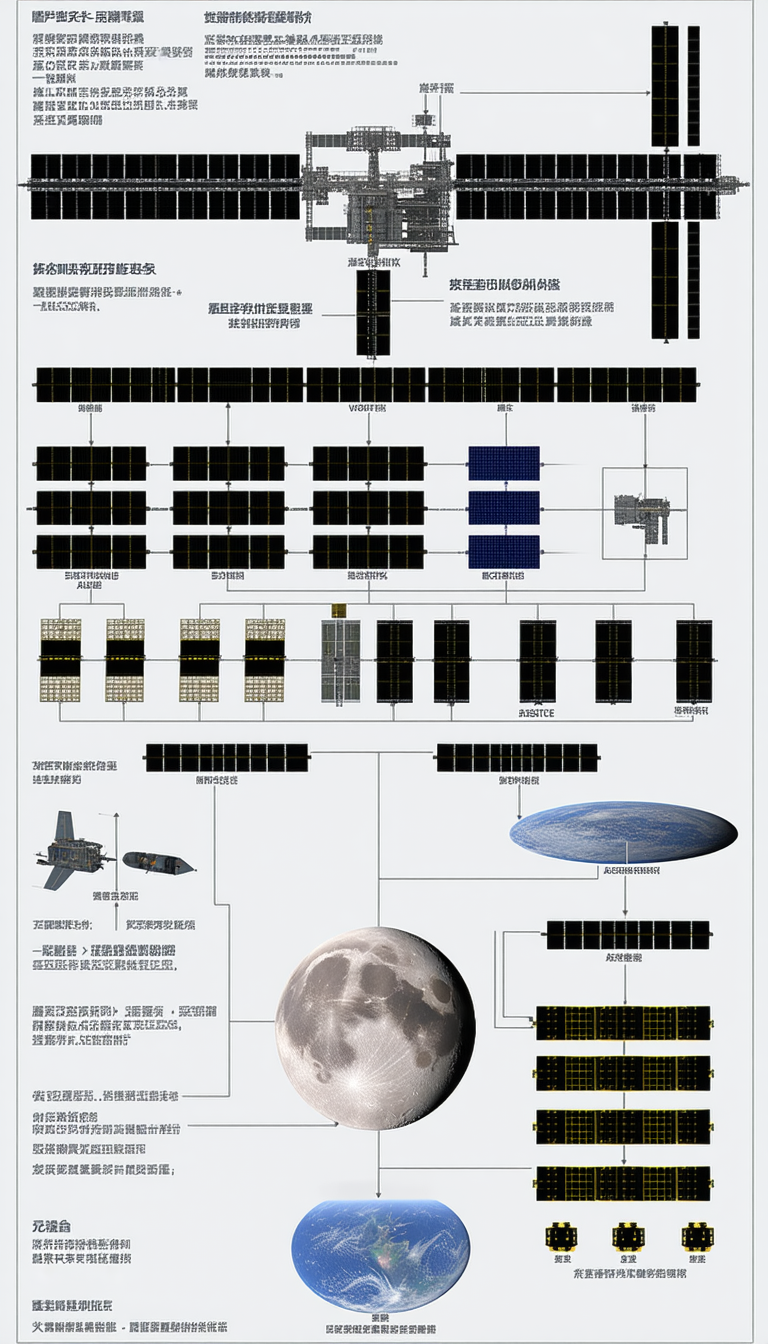 The Image Is A Diagram That Shows The Relationship Between A Space Station, A Satellite, And A Moon