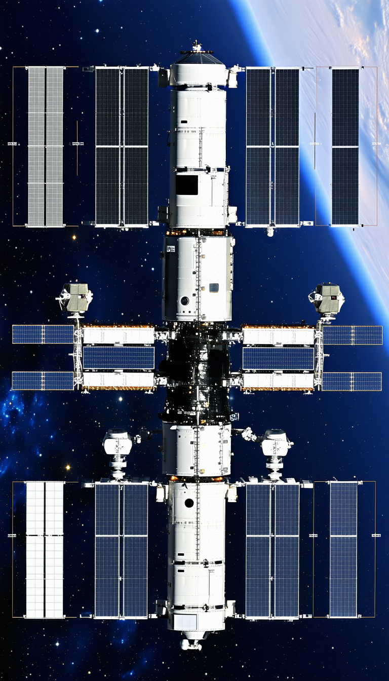 A Large Spacecraft With A White And Grey Color Scheme