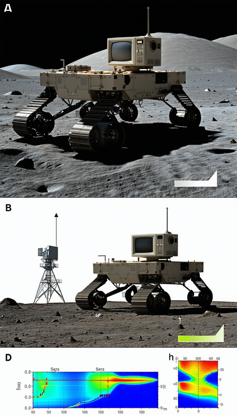 A Robotic Vehicle, Possibly A Rover, Sitting On A Rocky Surface